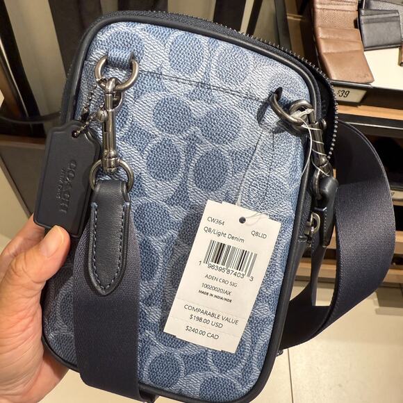Coach Aden Crossbody Bag In Signature Canvas CW364, Light Denim - Picture 4 of 10